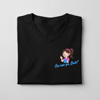 black t-shirt with a  'Ow am ya bab' graphic design on left chest